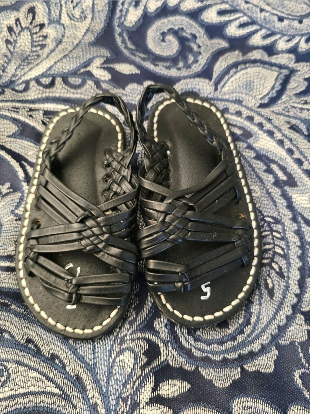 New Unisex Traditional Mexican black Huaraches Baby Sandals Size 5 US